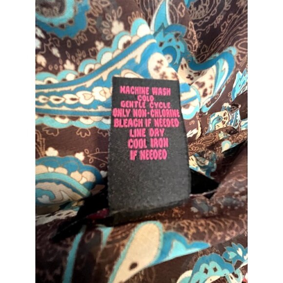 Women's Torrid Size 1 XL Pullover Short Sleeve Blouse, Top, Shirt Brown & Teal - Picture 2 of 6